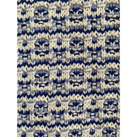 TALBOTS Womens' Blue & White Textured Stripe Mockneck Sweater Size L - Picture 8 of 9